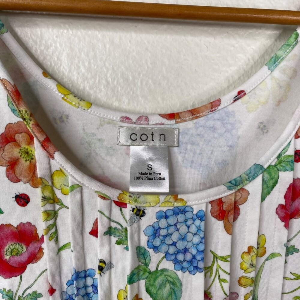 Cotn Women's Cottage Core Prairie Boho Floral Ladybug Bee Dress Multicolor Sz S - Picture 3 of 14